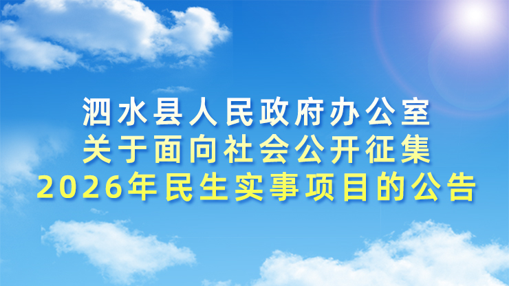 泗水县人民政府办公室关于面向社会公开征集2026年民生实事项目的公告